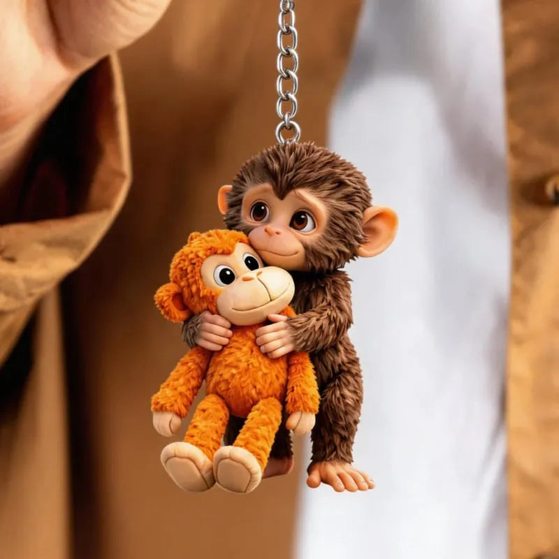 Monkey Hugging Monkey Keychain -Gift For Family, Friends, Loved Ones💋